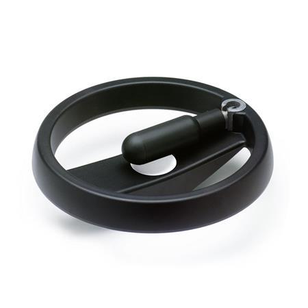 Otto Ganter Handwheel with Retractable Handle Plastic Bushing Part for Retracting Mechanism Stainless Steel, GN 522.6